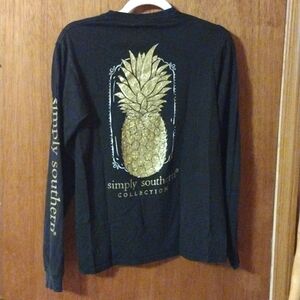 Simply Southern Pineapple Glitter Long Sleeve Tee // Size S